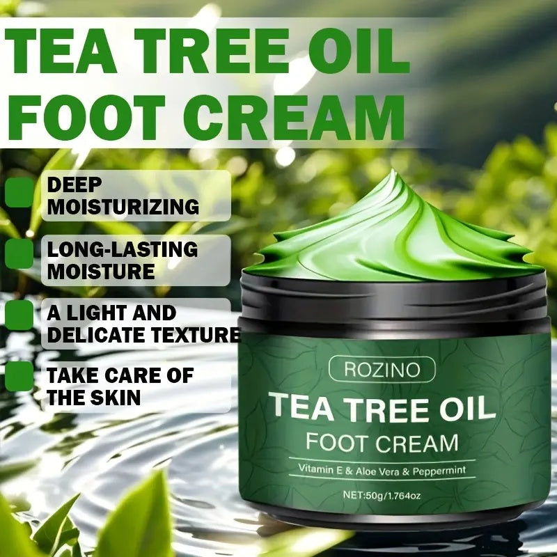 ROZINO Tea Tree Oil Foot Cream & Warming Cream Set - 2 Pack for Dry Cracked Feet