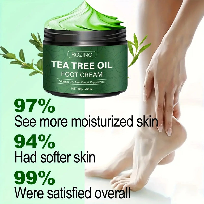 ROZINO Tea Tree Oil Foot Cream & Warming Cream Set - 2 Pack for Dry Cracked Feet