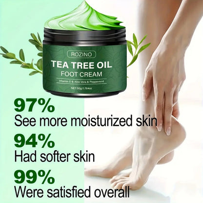 [Two sets]ROZINO Tea Tree Oil Foot Cream, Warming Cream —— Suitable for calluses, dry and cracked feet, hands, heels, elbows, nails and knees —— Softens and moisturizes the skin