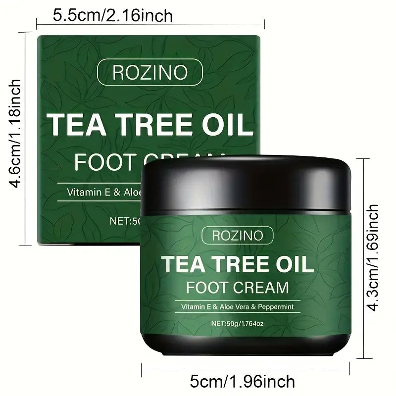 ROZINO Tea Tree Oil Foot Cream & Warming Cream Set - 2 Pack for Dry Cracked Feet