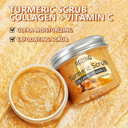 Ultra - Moisturizing & Exfoliating! Rozino Turmeric Scrub, Boosted by Collagen & Vitamin C